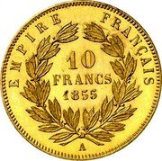 France 10 Francs (Pattern) 10 FRA CLICHÉ CUIV. 1855 AB coin obverse France 10 Francs (Pattern) 10 FRA CLICHÉ CUIV. 1855 AB coin obverse