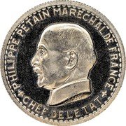 France 10 Francs (Petain Essai by Bazor & Vezien) KM# E86 PHILIPPE PETAIN MARECHAL DEFRANCE CHEF DE L’ETAT L. BAZOR coin obverse