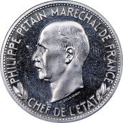 France 10 Francs (Petain Essai by Delannoy) KM# E78 PHILIPPE PETAIN MARECHAL DE FRANCE CHEF DE L’ETAT M. DELANNOY coin obverse France 10 Francs (Petain Essai by Delannoy) KM# E78 PHILIPPE PETAIN MARECHAL DE FRANCE CHEF DE L’ETAT M. DELANNOY coin obverse