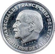 France 10 Francs Petain Essai by Simon 1941 PHILIPPE PETAIN MARECHAL DE FRANCE CHEF DE L'ETAT G. SIMON coin obverse