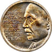 France 10 Francs (Petain Pattern by Galle) KM# Pn105 PHILIPPE PETAIN MARECHAL DE FRANCE CHEF DE L’ETAT GALLE J coin obverse