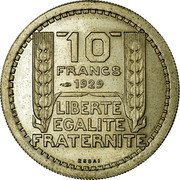 France 10 Francs The Large Module Pattern by Turin 1939  Essay, minted between 1929/1939, large module, normal listel 10 FRANCS 1929 LIBERTE EGALITE FRATERNITE ESSAI coin reverse France 10 Francs The Large Module Pattern by Turin 1939  Essay, minted between 1929/1939, large module, normal listel 10 FRANCS 1929 LIBERTE EGALITE FRATERNITE ESSAI coin reverse