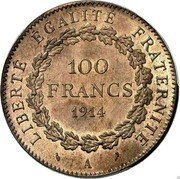 France 100 Francs (Genius - Essai) 100 FRANCS 1914 LIBERTÉ EGALITÉ FRATERNITÉ A coin reverse France 100 Francs (Genius - Essai) 100 FRANCS 1914 LIBERTÉ EGALITÉ FRATERNITÉ A coin reverse
