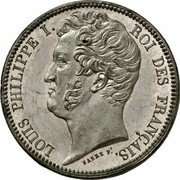 France 100 Francs (Louis Philippe I. Pattern by Barre) LOUIS PHILIPPE I ROI DES FRANÇAIS BARRE F coin obverse