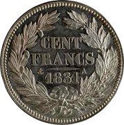 France 100 Francs (Louis Philippe I. Pattern by Barre) KM# PnC34 CENT FRANCS 1831 A coin reverse