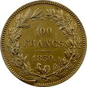 France 100 Francs (Louis Philippe I. Pattern by Caunois) KM# PnA34 100 FRANCS. 1830. coin reverse