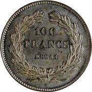 France 100 Francs (Louis Philippe I. Pattern by Domard) 100 FRANCS ESSAI coin reverse France 100 Francs (Louis Philippe I. Pattern by Domard) 100 FRANCS ESSAI coin reverse