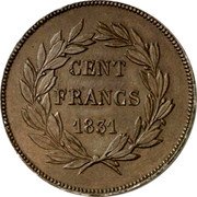 France 100 Francs (Louis Philippe I. Pattern by Gayrard) CENT FRANCS 1831 coin reverse