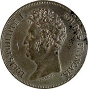 France 100 Francs Louis Philippe I. Pattern by Leclerc 1831 LOUIS-PHILIPPE I ROI DES FRANÇAIS. LECLERC F. coin obverse France 100 Francs Louis Philippe I. Pattern by Leclerc 1831 LOUIS-PHILIPPE I ROI DES FRANÇAIS. LECLERC F. coin obverse