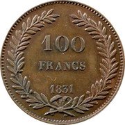France 100 Francs Louis Philippe I. Pattern by Montagny 1831 100 FRANCS 1831 coin reverse France 100 Francs Louis Philippe I. Pattern by Montagny 1831 100 FRANCS 1831 coin reverse