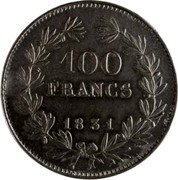 France 100 Francs Louis Philippe I. Pattern by Montagny 1831 100 FRANCS 1831 coin reverse France 100 Francs Louis Philippe I. Pattern by Montagny 1831 100 FRANCS 1831 coin reverse