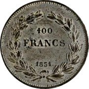 France 100 Francs Louis Philippe I. Pattern by Rogat 1831 100 FRANCS 1831. coin reverse France 100 Francs Louis Philippe I. Pattern by Rogat 1831 100 FRANCS 1831. coin reverse