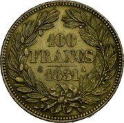 France 100 Francs (Louis Philippe I. Pattern by Tiolier) 100 FRANCS 1831 A coin reverse