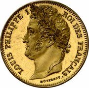 France 100 Francs (Louis Philippe Pattern) LOUIS PHILIPPE I ROI DES FRANÇAIS MONTAGNY coin obverse France 100 Francs (Louis Philippe Pattern) LOUIS PHILIPPE I ROI DES FRANÇAIS MONTAGNY coin obverse