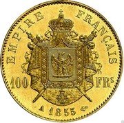 France 100 Francs (Napoleon III - A - Essai) KM# TS14 100 FRS EMPIRE FRANÇAIS 1855 A coin obverse