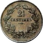 France 2 1/2 Centimes Louis Philippe Essai by Tiolier 1830 ND 2 1/2 CENTIMES coin reverse