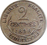 France 2 Centimes (Daniel-Dupuis) LIBERTÉ ÉGALITÉ FRATERNITÉ 2 CENTIMES 1898 coin reverse