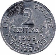 France 2 Centimes (Essai Piedfort) 2 CENTIMES 1908 ESSAI LIBERTÉ ÉGALITÉ FRATERNITÉ coin reverse