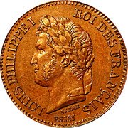 France 2 Centimes (Louis Philippe Essai) KM# E11a LOUIS PHILIPPE I ROI DES FRAÇAISES ESSAI BARRE coin obverse
