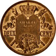 France 2 Centimes (Louis Philippe I Essai) CHARTE 1830 DEUX CENT coin reverse France 2 Centimes (Louis Philippe I Essai) CHARTE 1830 DEUX CENT coin reverse