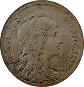 France 2 Centimes (Matte blank) REPUBLIQUE FRANCAISE coin obverse