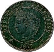 France 2 Centimes (Pattern) REPUBLIQUE FRANÇAISE 1877 coin obverse France 2 Centimes (Pattern) REPUBLIQUE FRANÇAISE 1877 coin obverse