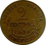 France 2 Centimes (Piedfort) LIBERTÉ ÉGALITÉ FRATERNITÉ 2 CENTIMES 1898 coin reverse