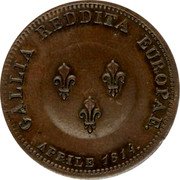 France 2 Francs First Restoration. Austria 1814 X# M1 GALLIA REDDITA EUROPAE. APRILE 1814. coin reverse