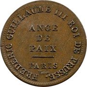 France 2 Francs (First Restoration. Prussia) X# M5 ANGE DE PAIX FREDERIC GUILLAUME III ROI DE PRUSSE PARIS TIOLIER coin obverse