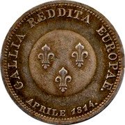 France 2 Francs (First Restoration. Prussia) X# M6 GALLIA REDDITA EUROPAE. APRILE 1814. coin reverse