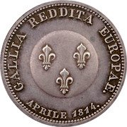 France 2 Francs First Restoration. Russia 1814 X# M11 GALLIA REDDITA EUROPAE. APRILE 1814. coin reverse