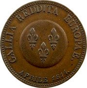 France 2 Francs First Restoration. Russia 1814 X# M10 GALLIA REDDITA EUROPAE. APRILE 1814. coin reverse
