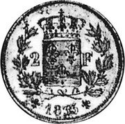 France 2 Francs (Henri V Pretender. Essai) X# 50 2 F 1833 coin reverse France 2 Francs (Henri V Pretender. Essai) X# 50 2 F 1833 coin reverse