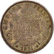 France 2 Francs Napoleon IV Pretender Essai 1874 X# E43 2 F 1874 EMPIRE FRANÇAIS coin reverse