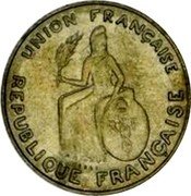 France 2 Francs (Oceania Essai. Raised Design) KM# E6 UNION FRANÇAISE REPUBLIQUE FRANÇAISE ESSAI coin obverse