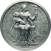 France 2 Francs (Oceania Piedfort Essai) KM# PE3 REPUBLIQUE FRANÇAISE UNION FRANÇAISE ESSAI 1949 coin obverse France 2 Francs (Oceania Piedfort Essai) KM# PE3 REPUBLIQUE FRANÇAISE UNION FRANÇAISE ESSAI 1949 coin obverse