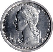 France 2 Francs (St. Pierre & Miquelon) KM# 2 REPUBLIQUE FRANÇAISE UNION FRANÇAISE L.BAZOR GB 1948 coin obverse France 2 Francs (St. Pierre & Miquelon) KM# 2 REPUBLIQUE FRANÇAISE UNION FRANÇAISE L.BAZOR GB 1948 coin obverse