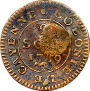 France 2 Sou Saint Barthelemy Coinage 1834  1834-1864 KM# 2.4 LOUIS XVI R DE IR ET DE NAV coin obverse