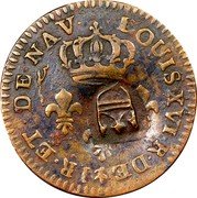 France 2 Sou Saint Barthelemy Coinage 1834  1834-1864 KM# 2.4 COLONIE DE CAYENNE 2 SOU coin reverse