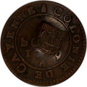 France 2 Sou (Saint Barthelemy Coinage) KM# 2.3 COLONIE DE CAYENNE 2 SOU coin reverse