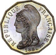 France 20 Centimes 12-sided Essai by Dupre 1881 A RÉPUBLIQUE FRANÇAISE 1881 DUPRE coin obverse