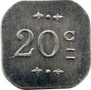 France 20 Centimes (Bourg-en-Bresse - 23rd Infantry Regiment) 20 C coin obverse France 20 Centimes (Bourg-en-Bresse - 23rd Infantry Regiment) 20 C coin obverse