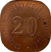 France 20 Centimes (Commercial and Industrial Solidarity - Pattern) SOLIDARITE COMMERCIALE ET INDUSTRIELLE 20C. coin reverse France 20 Centimes (Commercial and Industrial Solidarity - Pattern) SOLIDARITE COMMERCIALE ET INDUSTRIELLE 20C. coin reverse