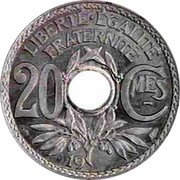 France 20 Centimes (Essai by Lindauer. Partial Date) LIBERTÉ ÉGALITÉ FRATERNITÉ 20 CMES 19 coin reverse