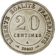 France 20 Centimes Essai by Merley. Type II. 20 Sides 1887  KM# E37 LIBERTE EGALITE FRATERNITE ESSAI 20 CENTIMES A coin reverse France 20 Centimes Essai by Merley. Type II. 20 Sides 1887  KM# E37 LIBERTE EGALITE FRATERNITE ESSAI 20 CENTIMES A coin reverse