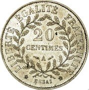 France 20 Centimes (Essai - Dupre) 20 CENTIMES A ESSAI LIBERTÉ ÉGALITÉ FRATERNITÉ coin reverse