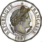 France 20 Centimes Essai - Merley. 16 sides 1887 A L. MERLEY RÉPUBLIQUE FRANÇAISE 1887 coin obverse