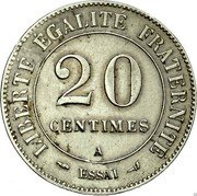 France 20 Centimes Essai by Merley. Libertine 1902 A 20 CENTIMES A LIBERTÉ ÉGALITÉ FRATERNITÉ ESSAI coin reverse