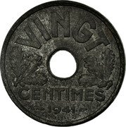 France 20 Centimes (Grain Sprigs Essai Piedfort) KM# PE304 VINGT CENTIMES 1941 ESSAI coin reverse