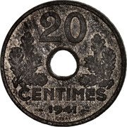 France 20 Centimes (Grain Sprigs Essai Piedfort) KM# PE307 20 CENTIMES 1941 ESSAI coin reverse